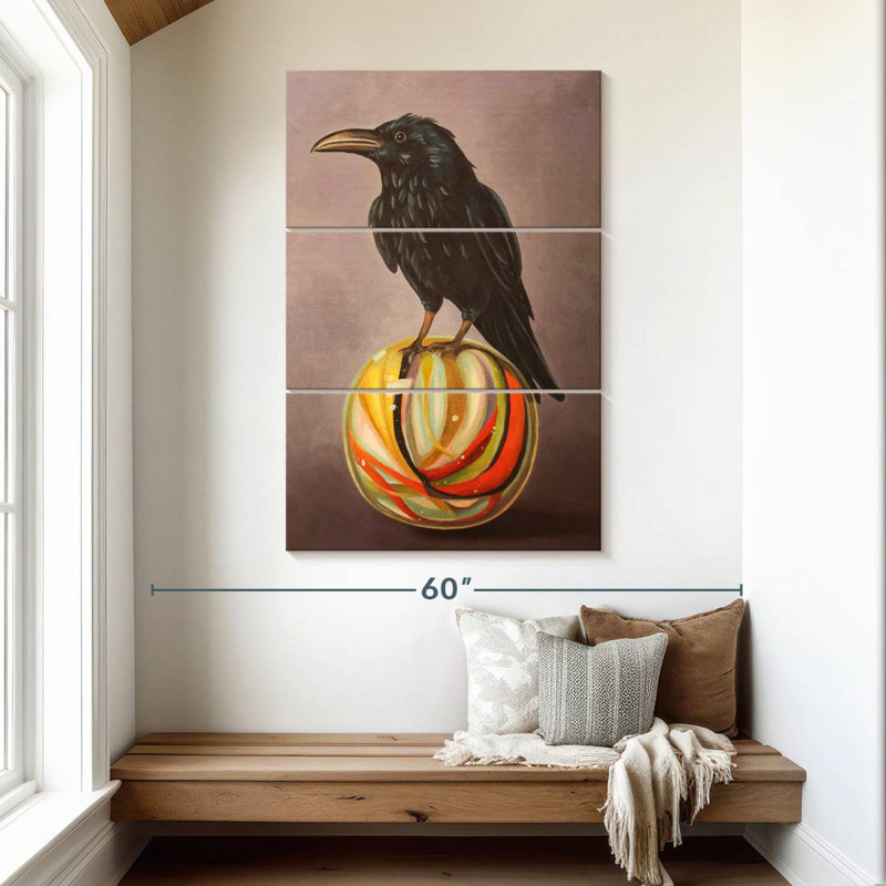 Brampt Crow On A Marble, 50" H x 32" W