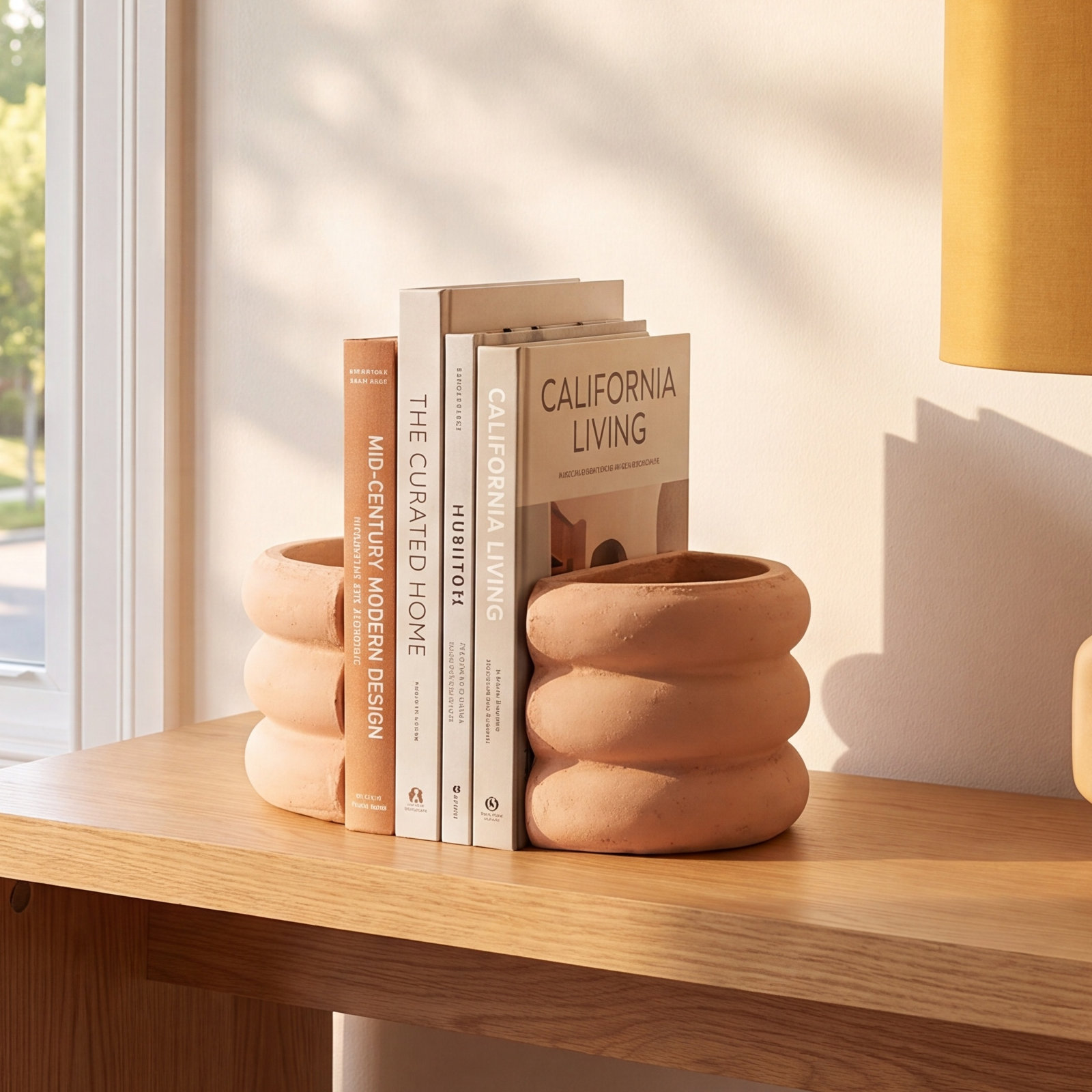 Handmade Earthenware Bookends, Pink