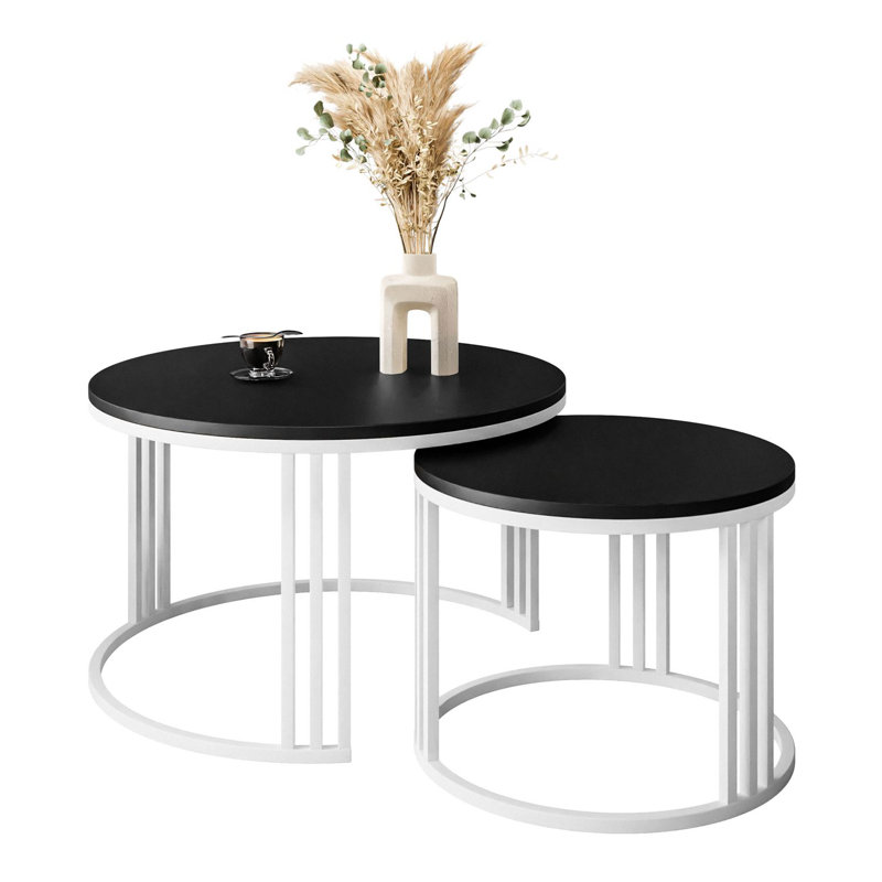 Downey Coffee Table, Black Matt, White