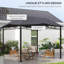 Auvent extérieur pour pavillon de jardin à toit souple de 10 pi x 10 pi Outsunny avec toit de conception géométrique unique, structure en acier toutes saisons