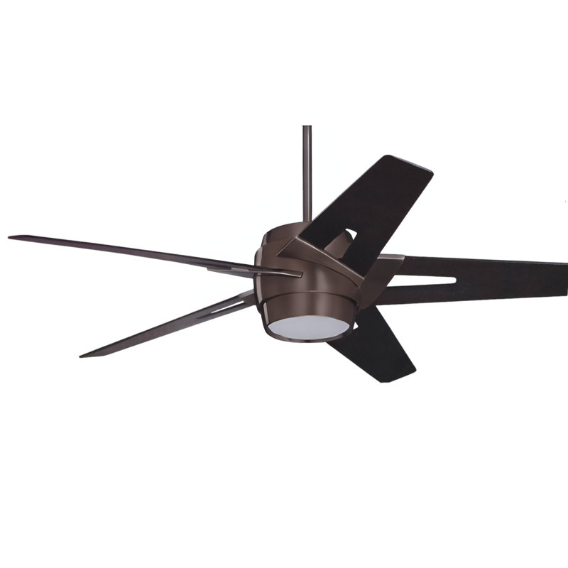 54'' Ceiling Fan with Light Kit, Dark Brown Wood