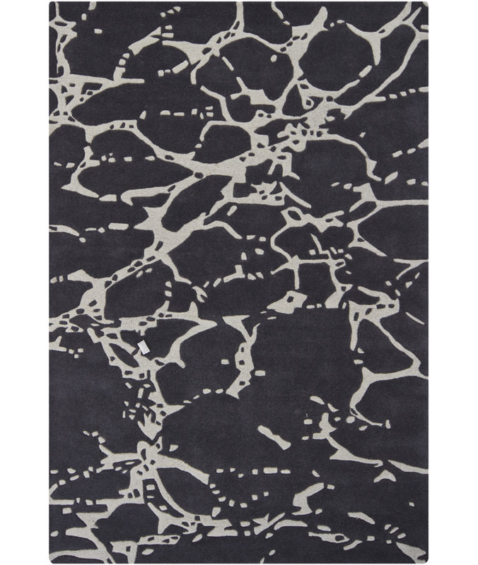 Navyan Black/Gray Area Rug, Rectangle 5' x 7'6", Blue/White/Gray