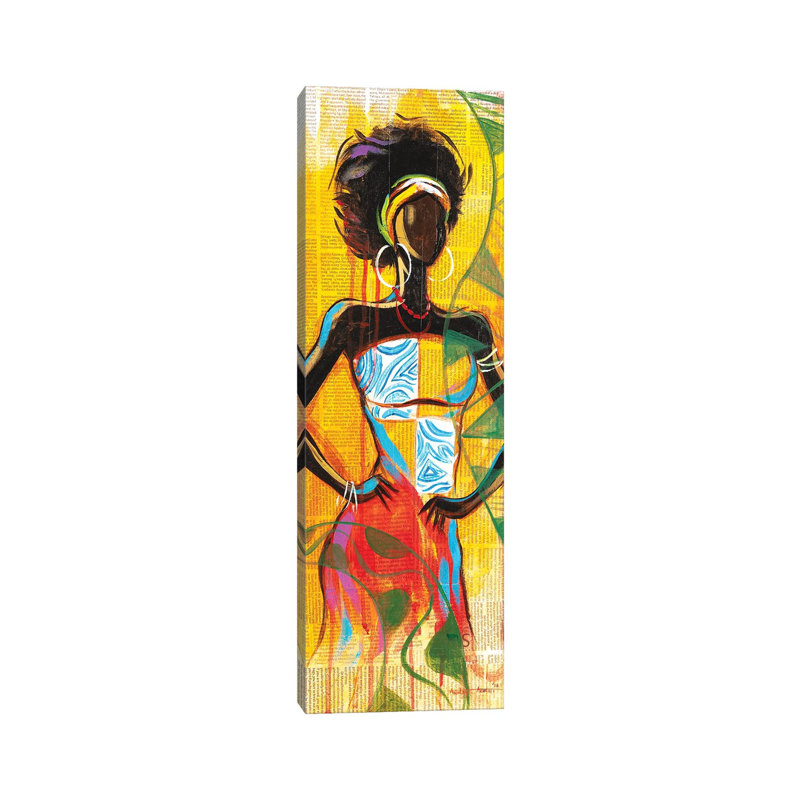 African Lady by Akintayo Akintobi - Wrapped Canvas Panoramic Print, 30.48 cm H x 91.44 cm W x 1.91 cm D