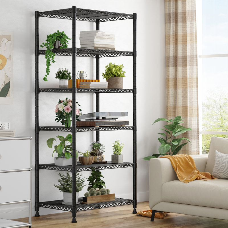 Metal Shelving Unit, 6-tier Adjustable Storage Shelves Rack, 72" H x 24" W x 18" D