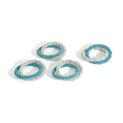 Aqua & Silver Intertwine Napkin Rings (Set of 4)