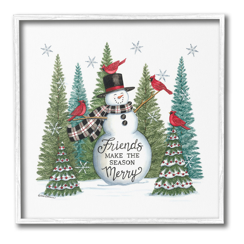 «Winter Friendship Snowman Single Photo Frame» par Deb Strain sur toile, Giclée encadrée blanc bord de mer, H 24 po x l 24 po