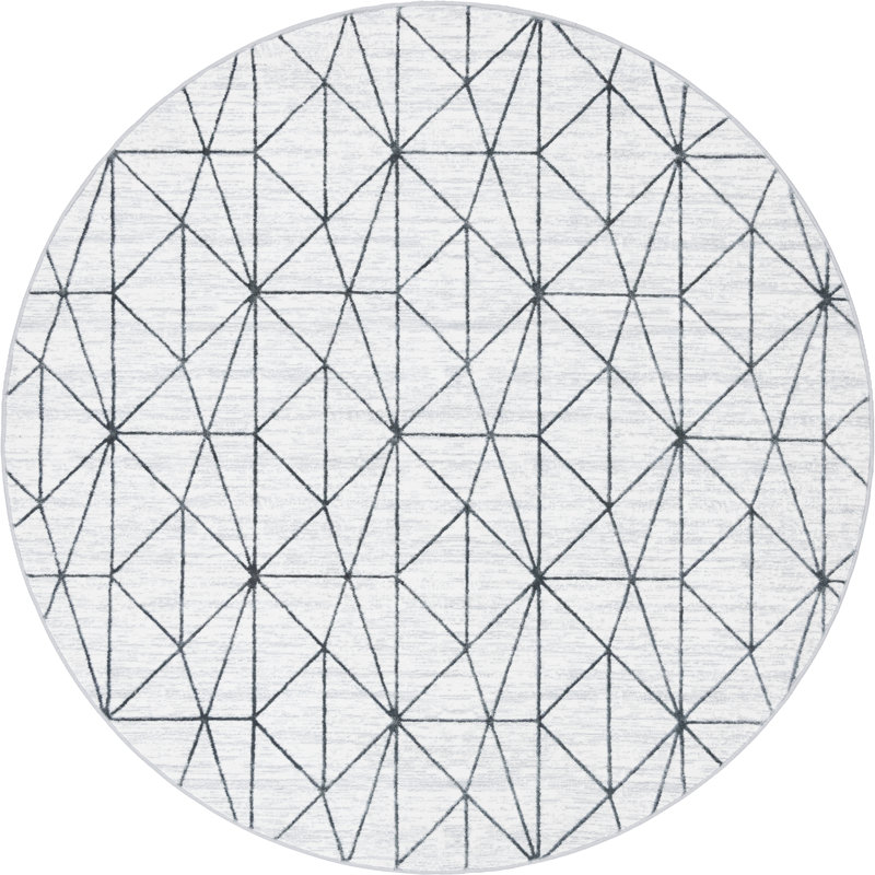 Tapis géométrique ivoire / gris Nuangola, Rond 8 pi