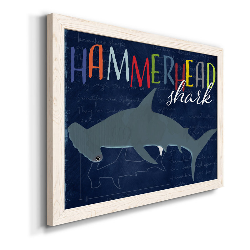 " Hammerhead Shark " Painting Print, 24" H x 18" W x 1.5" D, White