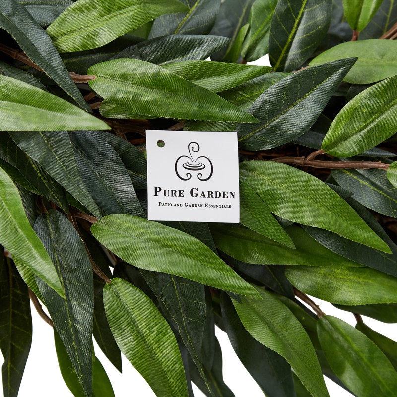 Couronne en polyester Ficus Microphylla, H 18 po x l 18 po x P 3 po