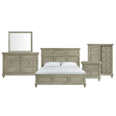 Ensemble de chambre avec lit à panneaux 5 pièces Edyth