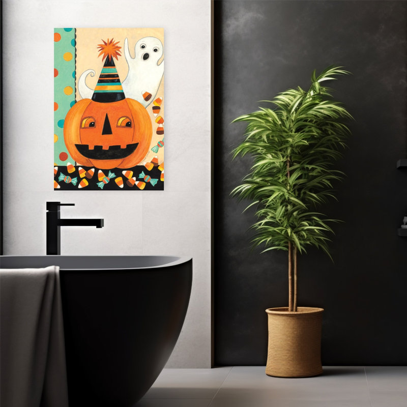 Boo Pumpkin, art contemporain abstrait, H 24 po x l 16 po
