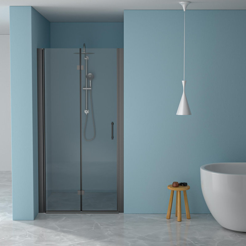 34"W x 72"H Fold Frameless Shower Door, Matte Black
