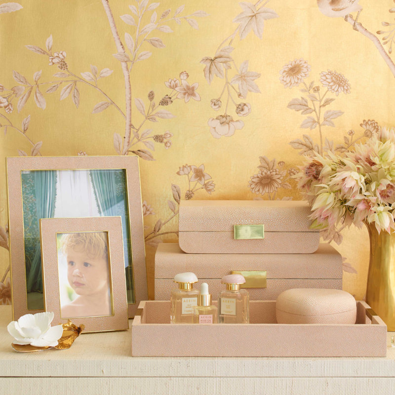 Wheat Faux-Shagreen 8x10 Picture Frame with Brass Hardware