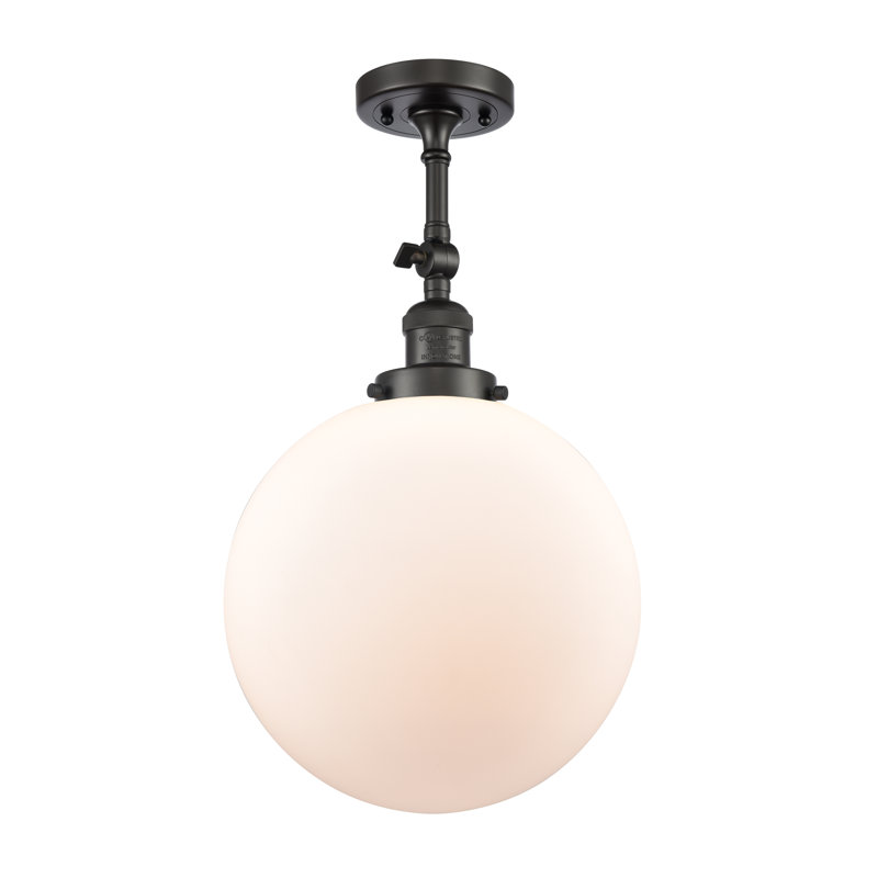 Plafonnier semi-encastré 1 lumière 12 "ciacchi, Blanc mat, Ampoule non incluse, Bronze huilé