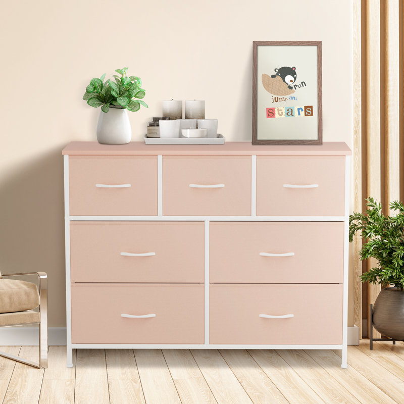 Commode en fer 7 tiroirs Niamani, Rose