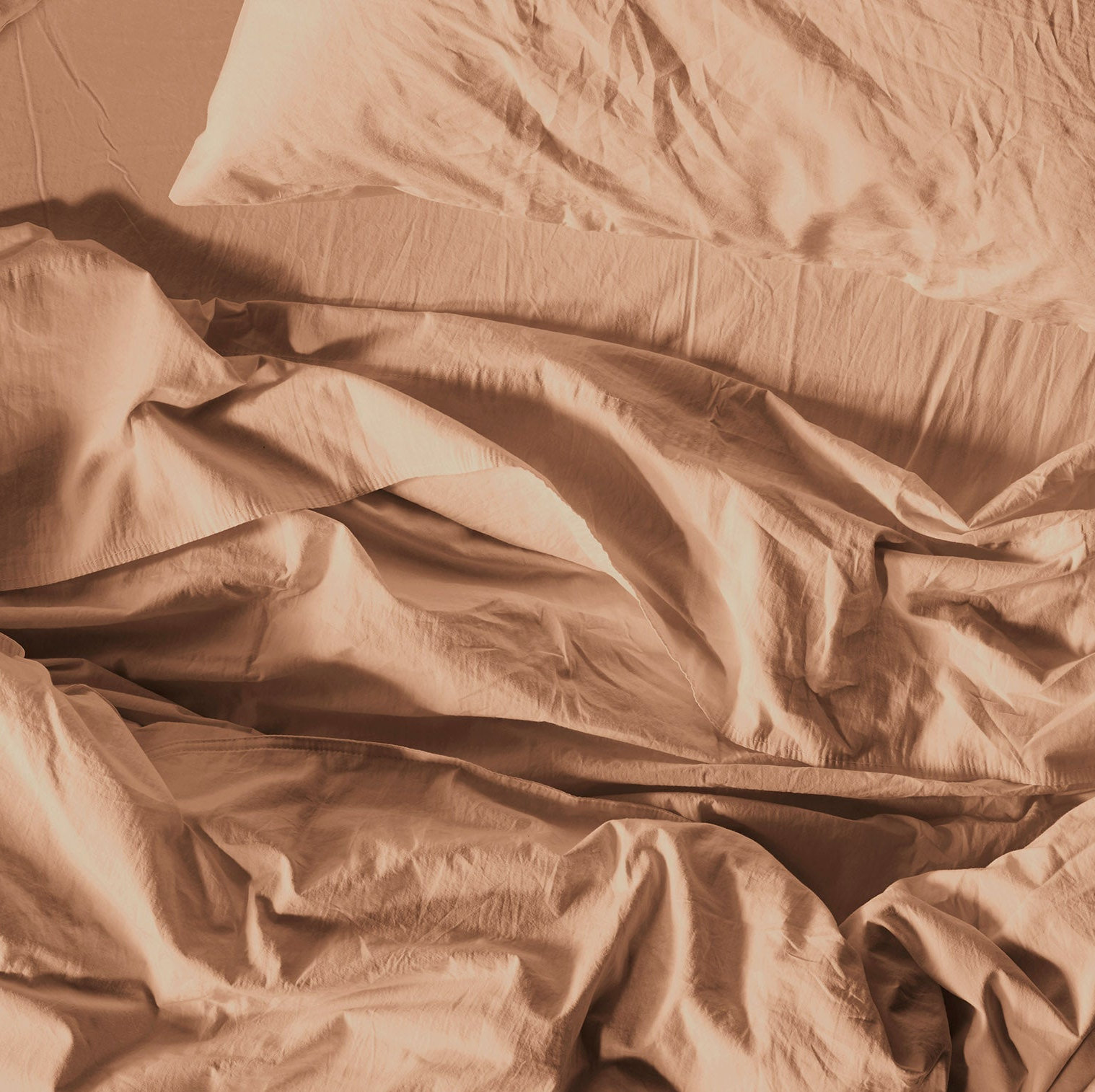 Organic Crinkled Percale Cotton Sheet Set, King Sheet Set with 2 Pillowcases, Ginger