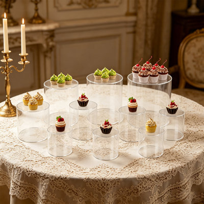 Lot de 10 présentoirs à gâteaux, 10 présentoirs à desserts en acrylique transparent