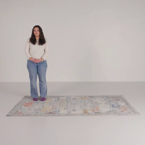 Langley Street Weingartner Abstract Blue/White/Orange Area Rug