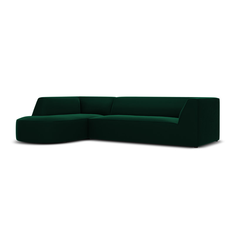 Adoraim 4 Seater Velvet Sofa & Chaise, Left Hand Facing, Bottle Green
