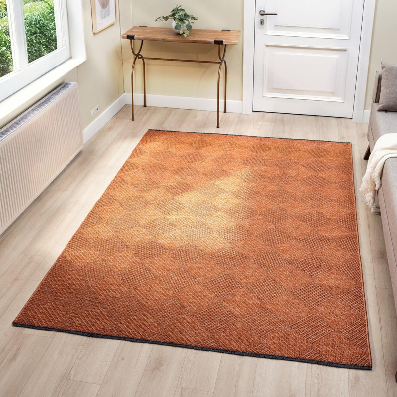Tapis moderne à carreaux antidérapant lavable, Rectangle 9 pi x 12 pi
