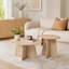 Ensemble de 2 tables basses rondes en bois avec pieds croisés pour le salon Retro Nesting-130569480