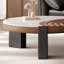 Ensemble de tables basses rondes en noyer fritté et en bois manufacturé-129691237
