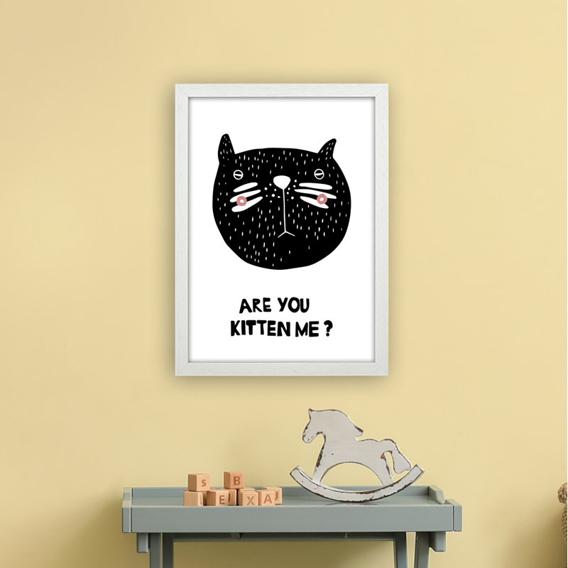 Cat by Miniofmine - Print, 46cm H x 34cm W x 3cm D, Brown Framed