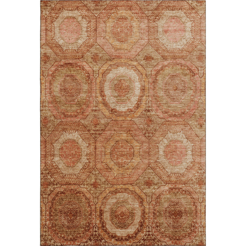 Premium Machine Washable Mayfield AMF2050 Panel Rug, Terracotta, 8' x 10'