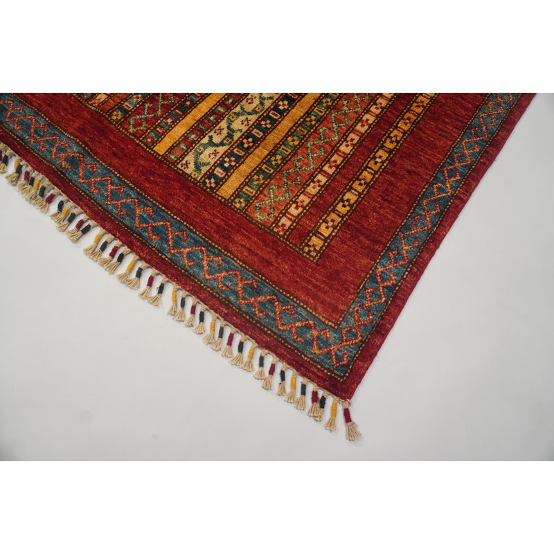 Aryana Wool Striped Area Rug in Red