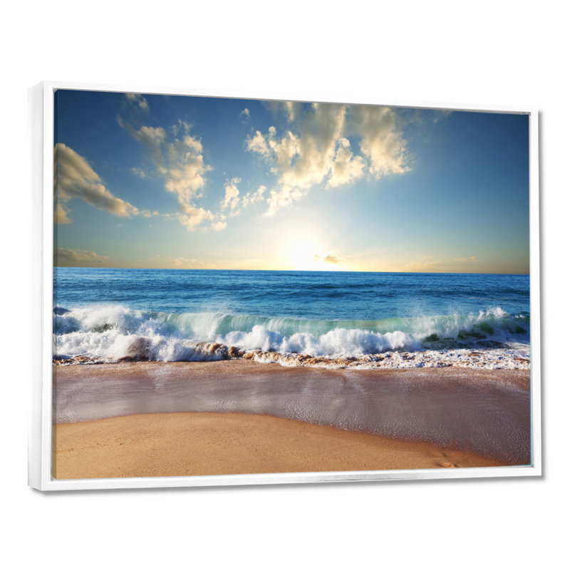 Sunrise Sea Sunset beach, art mural sur toile côtière, reproduction d'art sur la plage, H 24 po x l 32 po