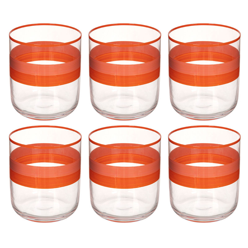 Two-Tone Drinking Glasses With Colored Rim And Stripes