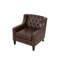 Fauteuil d'appoint en similicuir capitonné noir Mid-Century avec garniture cloutée et pieds en bois massif-133766354
