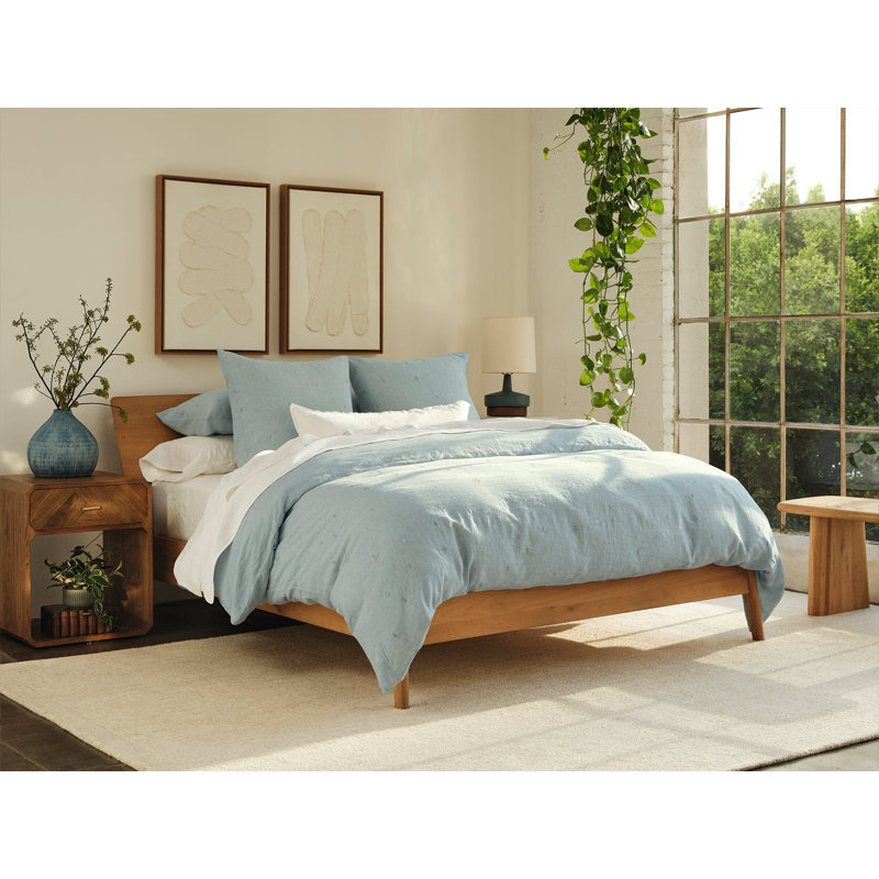 Cambria Linen Duvet Cover, King Duvet Cover, Pacific Blue Chambray w/ Multi