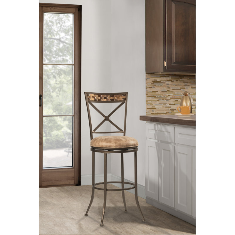 Swivel Upholstered Counter Stool with Metal Frame, Bar Stool (30" Seat Height)