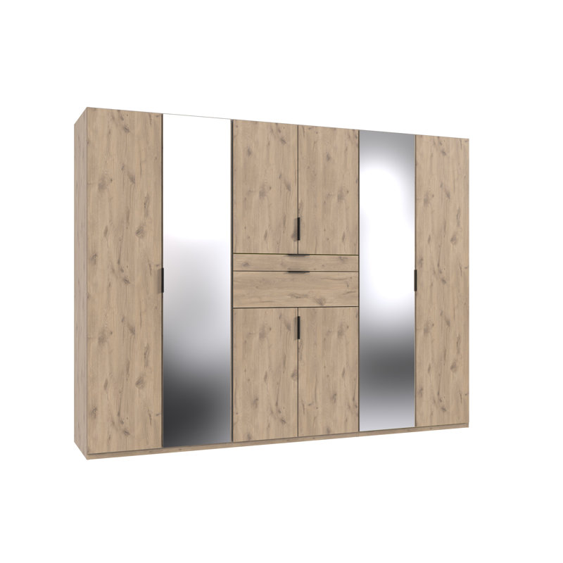 Qusai 8 Door Manufactured Wood Wardrobe, Oak wood