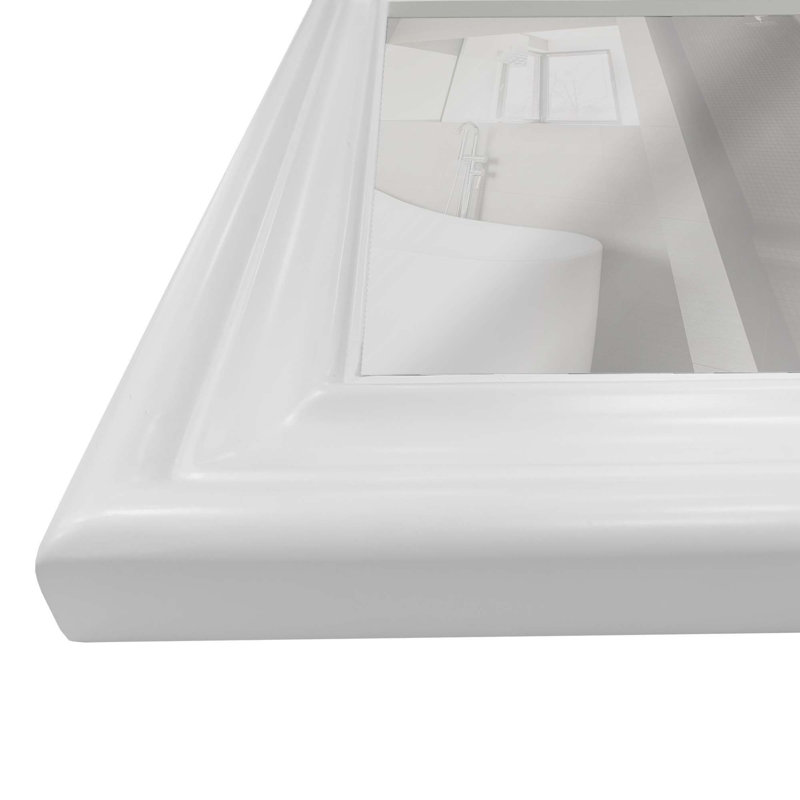 Kampbell Solid Wood Rectangle Wall Mirror, White