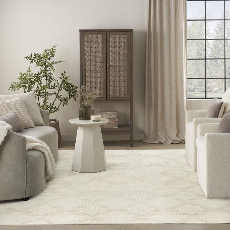  Serenity Home 10' x 14' Ivory Modern Indoor Rug, Rectangle 10' x 14'