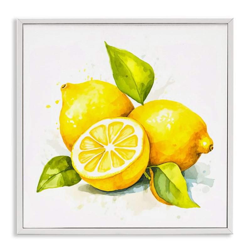 «Lemon Harvest Fruits», estampe numérique encadrée par Andrea Haase, H 17 po x l 17 po, Giclée encadrée blanc bord de mer
