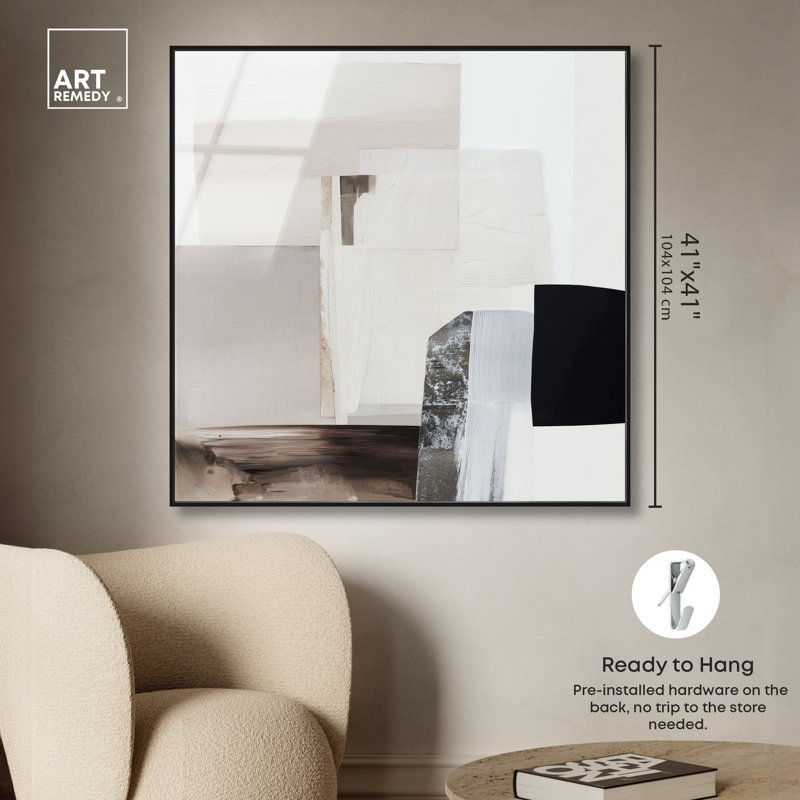 Art mural noir encadré, impression fumée, art encadré noir, 40 x 40, H 41 po x l 41 po, Cadre noir