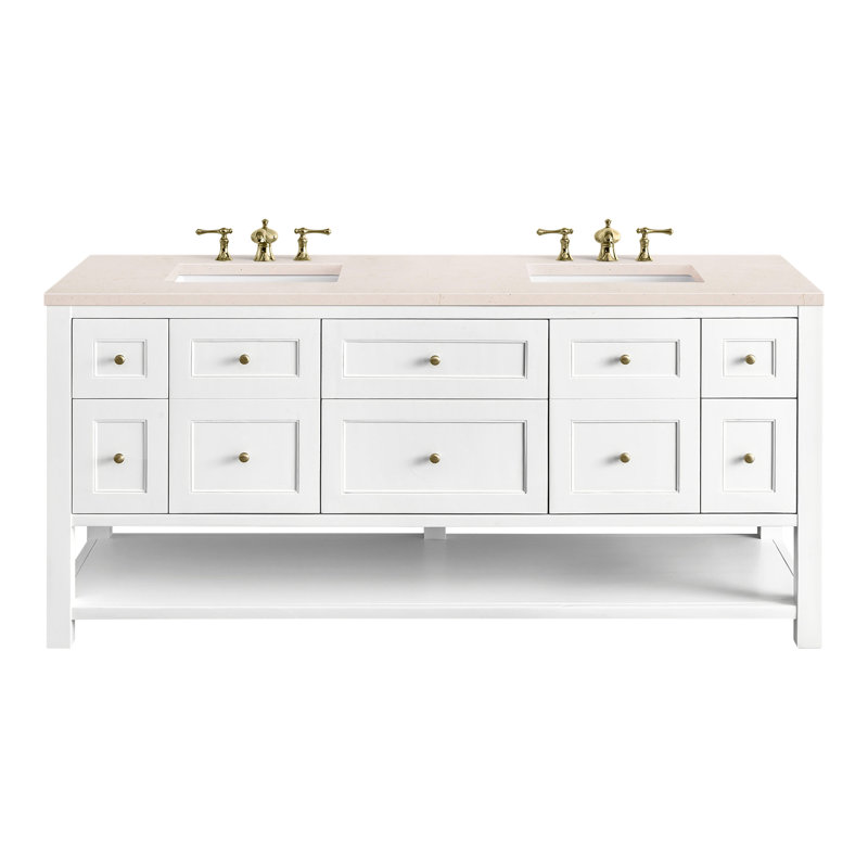 Breckenridge 72'' W Double Vanity, Bright White, 8" Widespread, Phantome Eclos