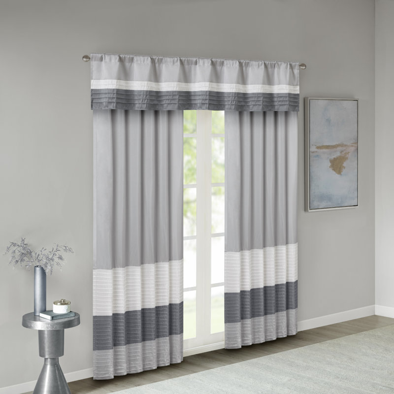 Green and Aqua Polyoni Pintuck Window Valance with Lining
