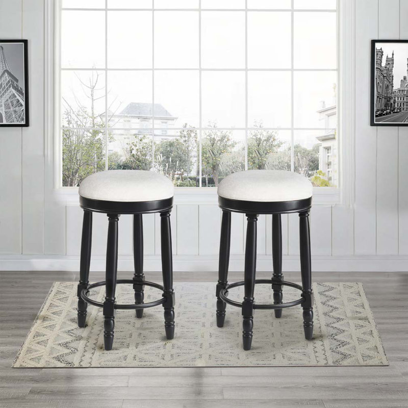 Tabouret de bar pivotant à 360 °, Noir, Beige