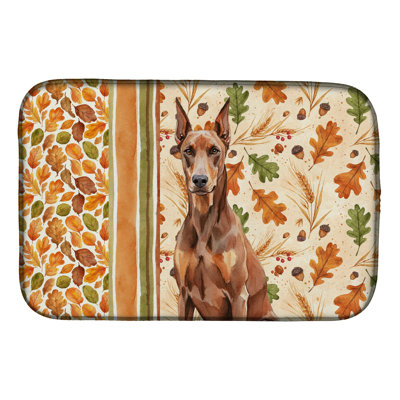 Red Doberman Pinscher Heirloom Fall Dish Drying Mat