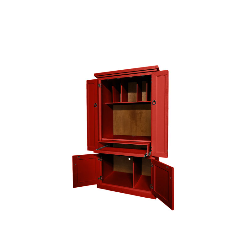 Konstantinas 38.5" W Rectangle Armoire Desk and Cabinet, Persimmon Red