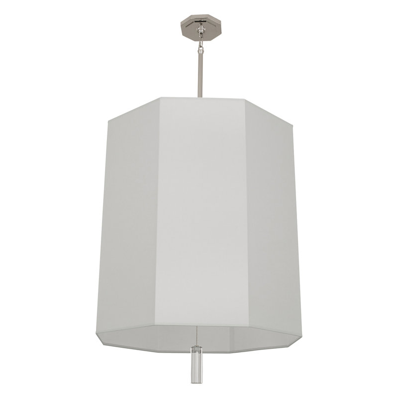 Lustre tambour unique à 6 lumières Kate, Gris perle, Nickel poli