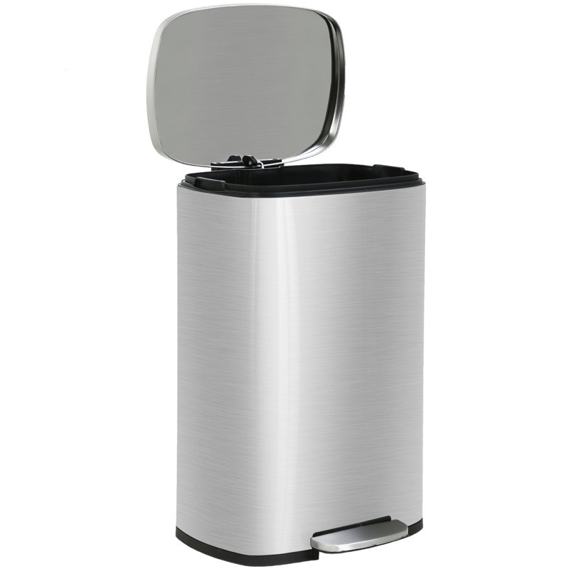 13 Gallon Silver Stainless Steel Pedal Trash Can