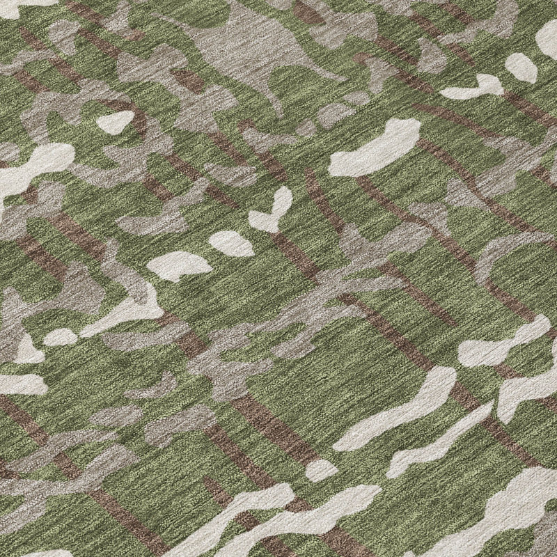 Tapis intérieur / extérieur lavable à la machine Chantille ACN2982, Olive, Rond 8 pi