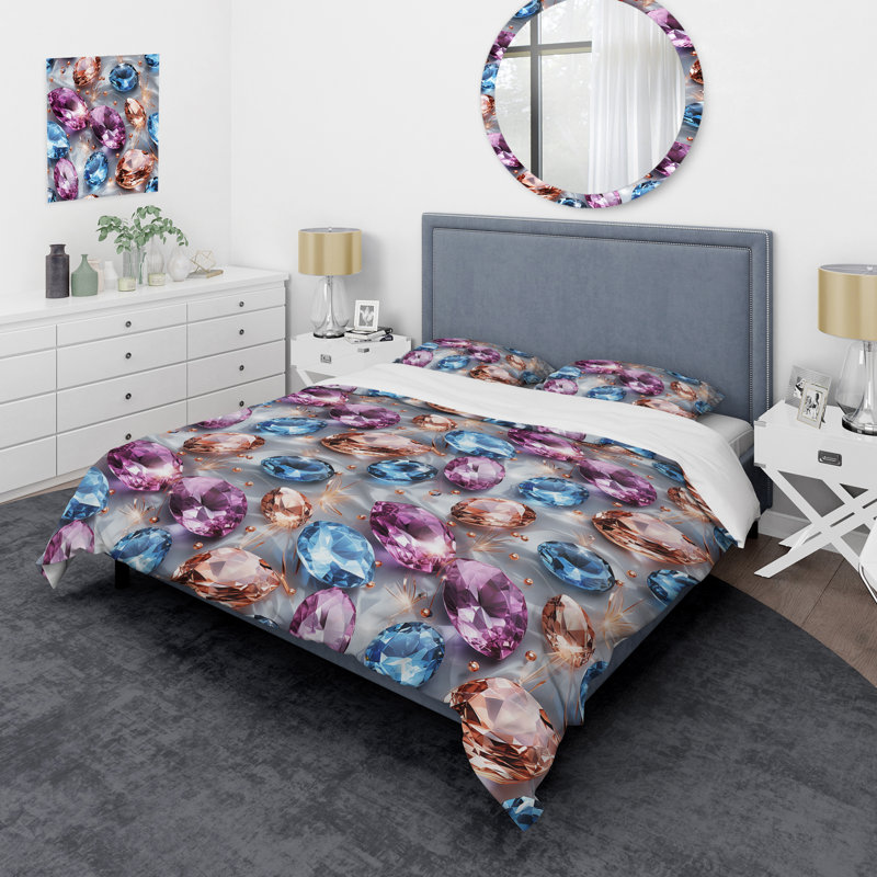 Ensemble de housse de couette en cristal rose et bleu Glamour Brilliance - Glam