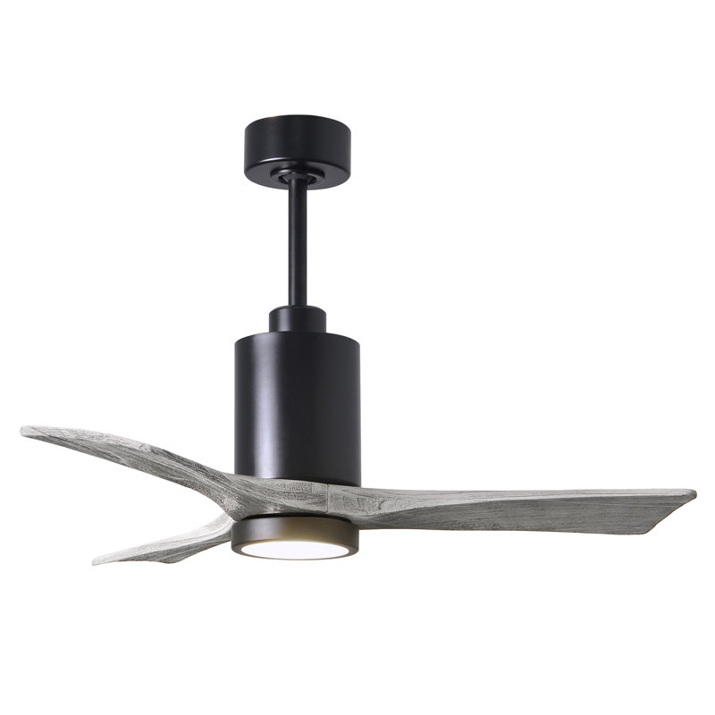 Patricia LED Downrod Ceiling Fan, 42", Barn Wood Tone, Matte Black