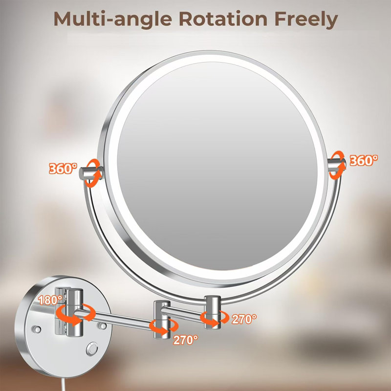 Sania Metal Wall Mirror, Chrome, 10